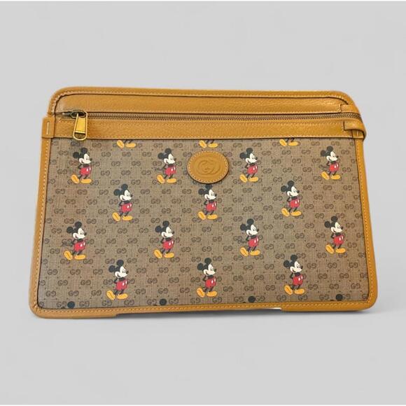 GUCCI X Disney Mickey Mouse GG Monogram Messenger Pouch Clutch - Picture 1 of 7